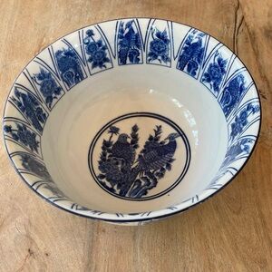 Andrea By Sadek Blue and White Ceramic Bowl